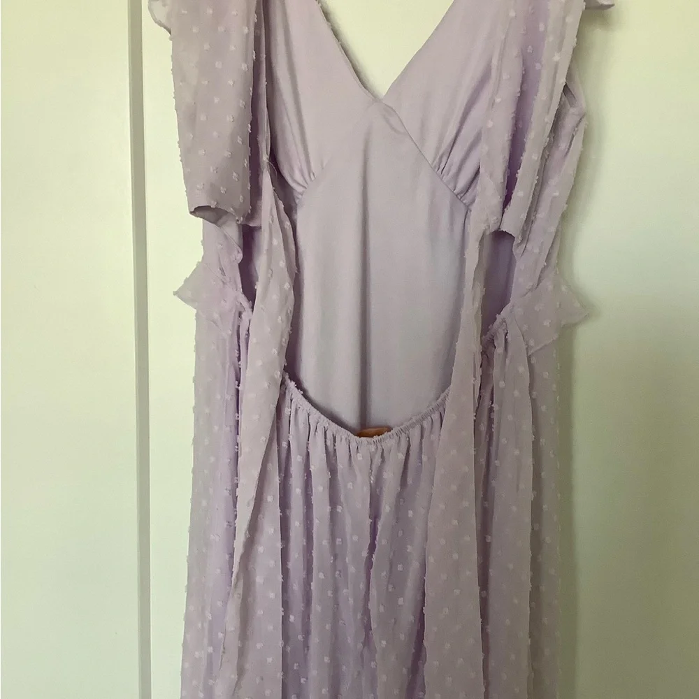 🌸💕Francesca's Collections Purple Ruched Ruffled Sundress🥰👗🥂 - Picture 3 of 7